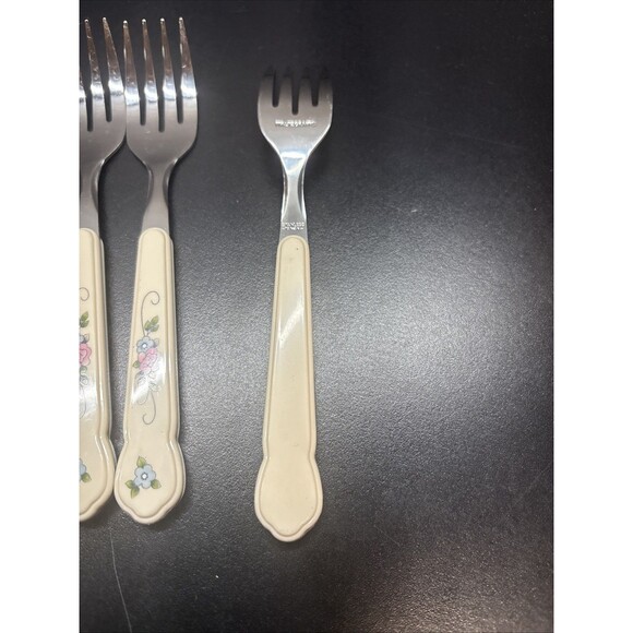 20 Pieces Pfaltzgraff TEA ROSE Stainless Plastic Handle Flatware EUC - Picture 6 of 6